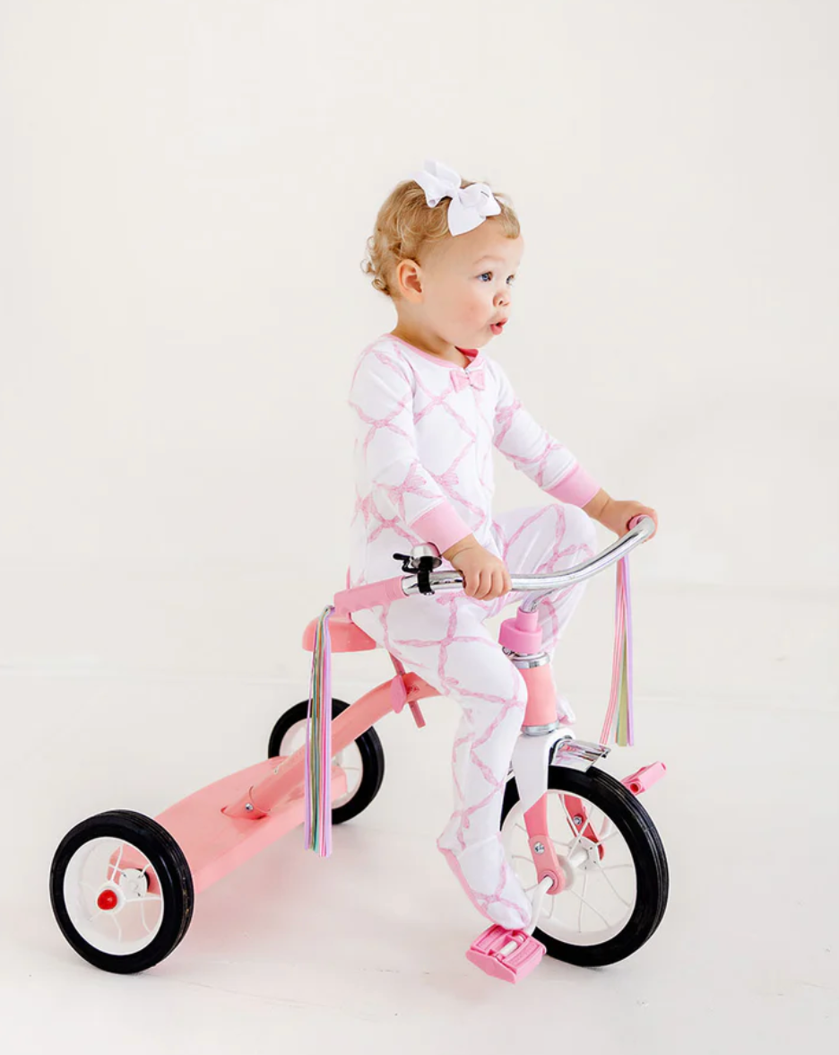 Noelle's Night Night Footie - Belle Meade Bow with Pier Party Pink from Anderson Parker