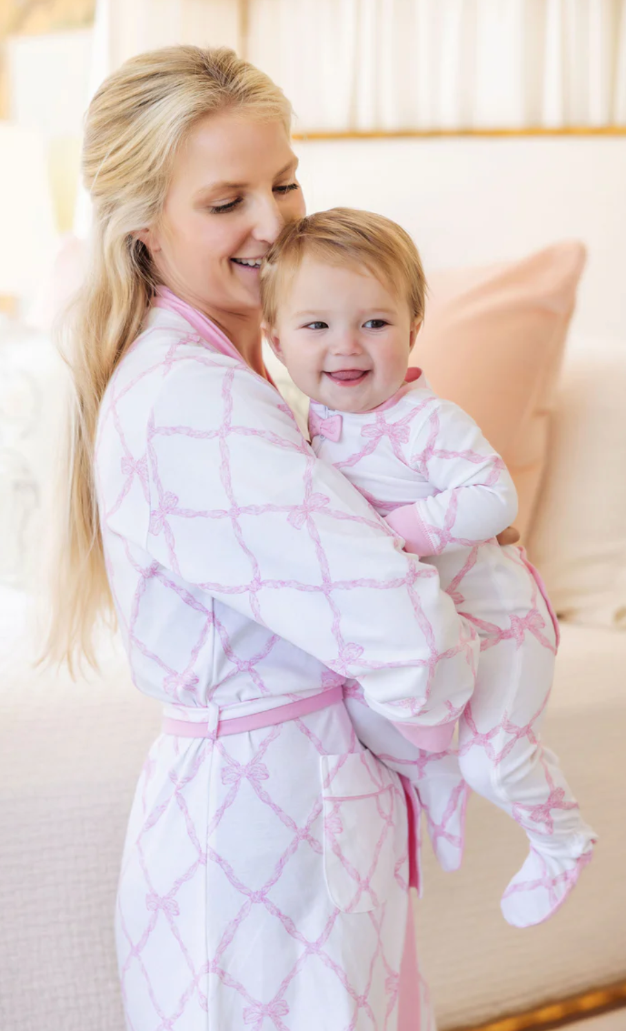 Noelle's Night Night Footie - Belle Meade Bow with Pier Party Pink from Anderson Parker