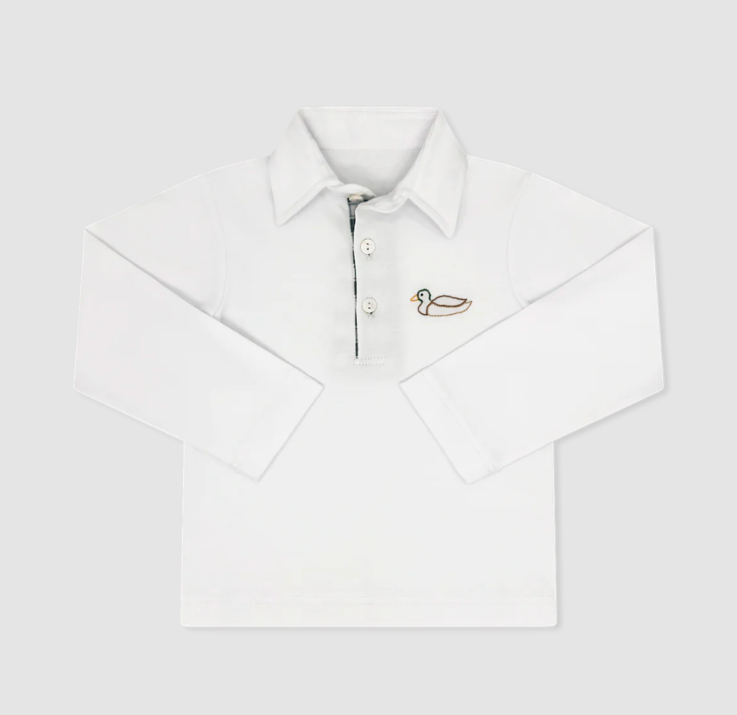 Parker Polo LS - Willoughby White Knit, Mallard from Anderson Parker