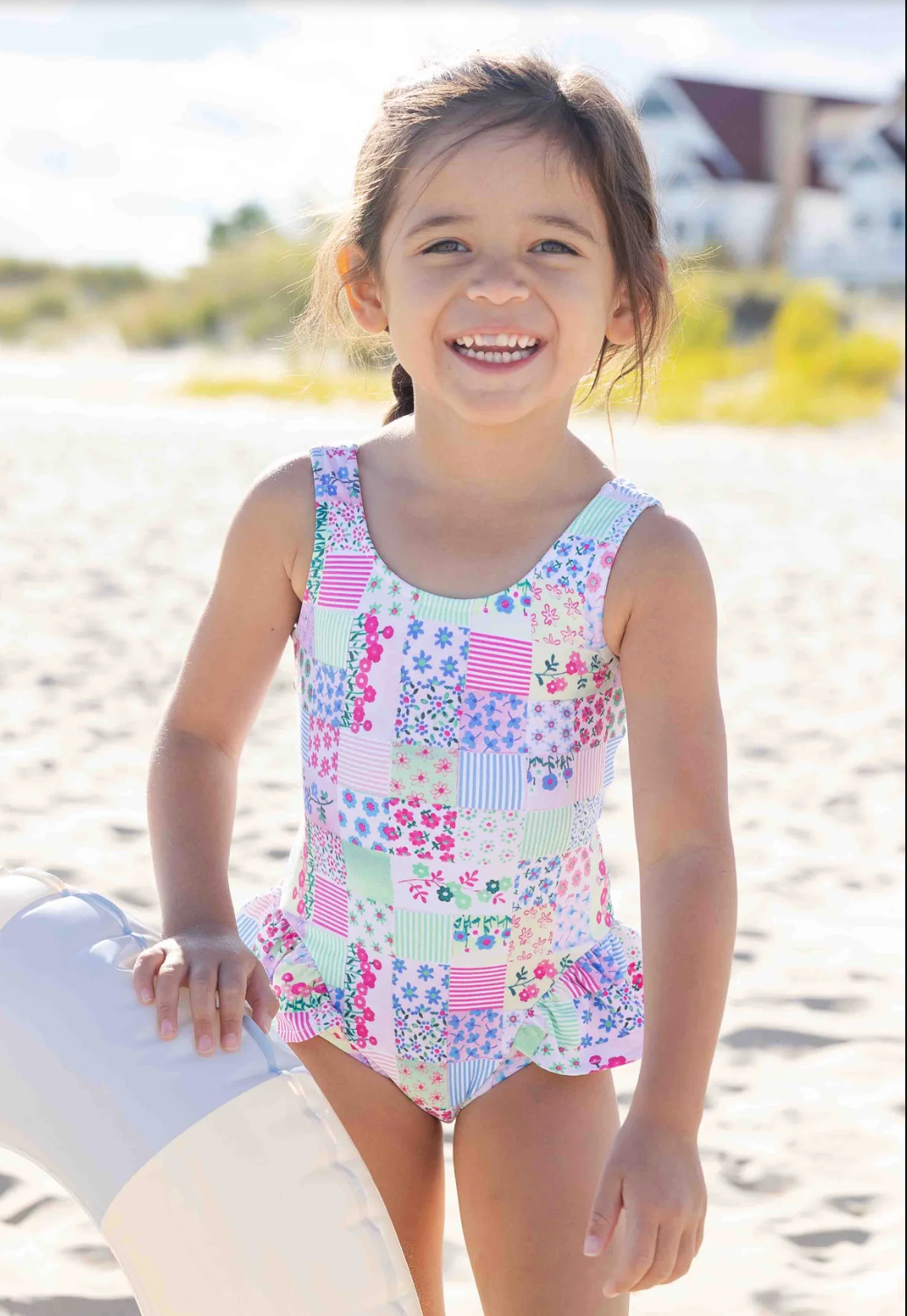 Patchwork Floral Hip Ruffle Swimsuit from Anderson Parker