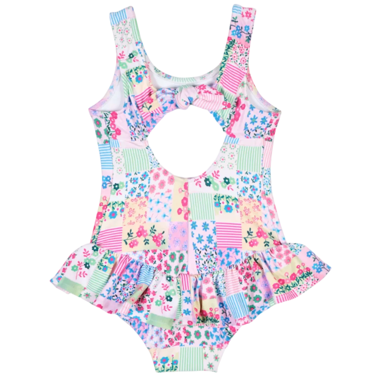 Patchwork Floral Hip Ruffle Swimsuit from Anderson Parker