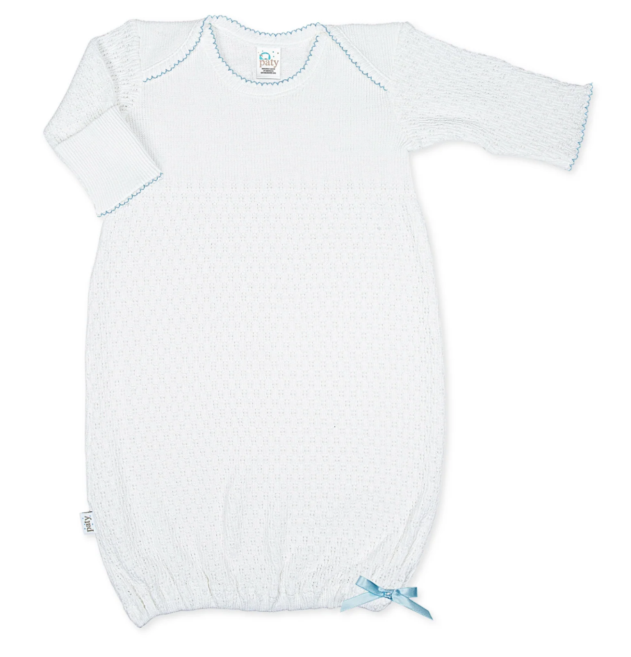 Paty Knit Overlap Shoulder Gown - No Bow - Blue from Anderson Parker