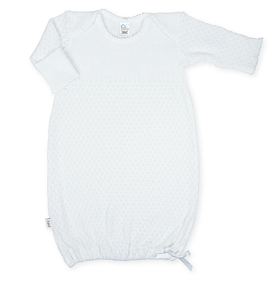 Paty Knit Overlap Shoulder Gown - No Bow - White from Anderson Parker