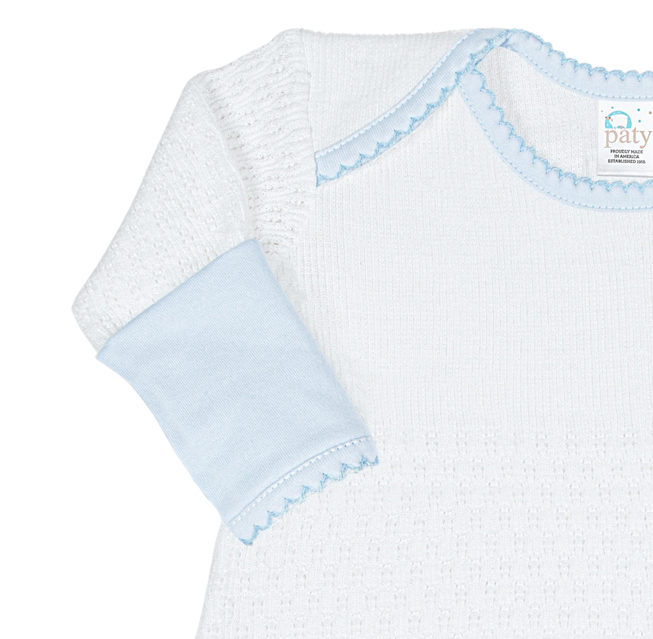 Paty Knit Overlap Shoulder Gown (with Pima Binding) - Blue from Anderson Parker