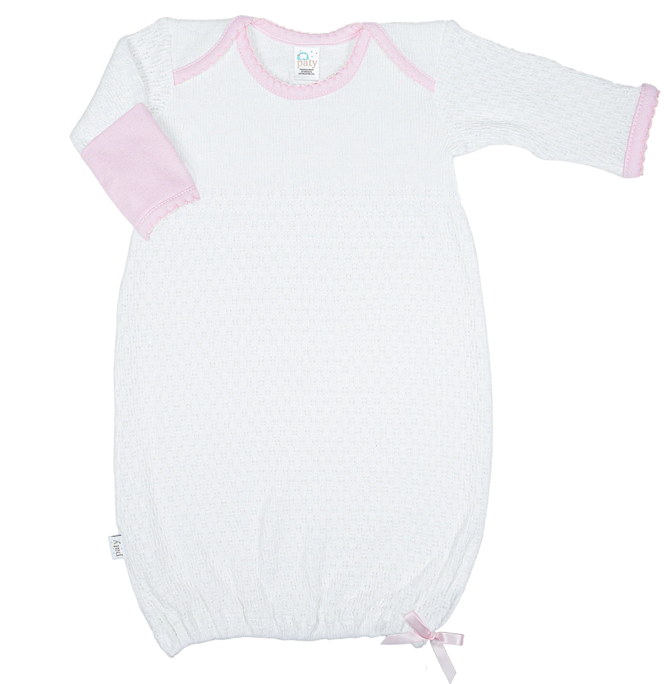 Paty Knit Overlap Shoulder Gown (with Pima Binding) - Pink from Anderson Parker