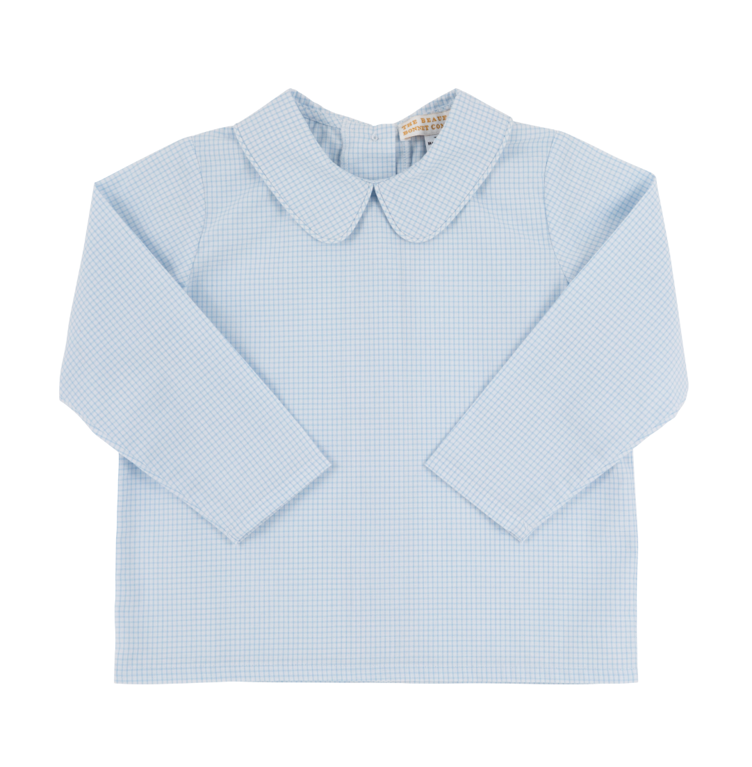 Peter Pan Collar Shirt - Barrington Blue Mini Windowpane from Anderson Parker