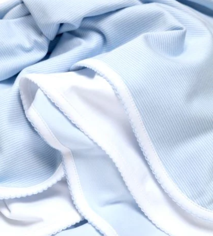 Pima Cotton Picot Trim Baby Blanket - Lt Blue from Anderson Parker