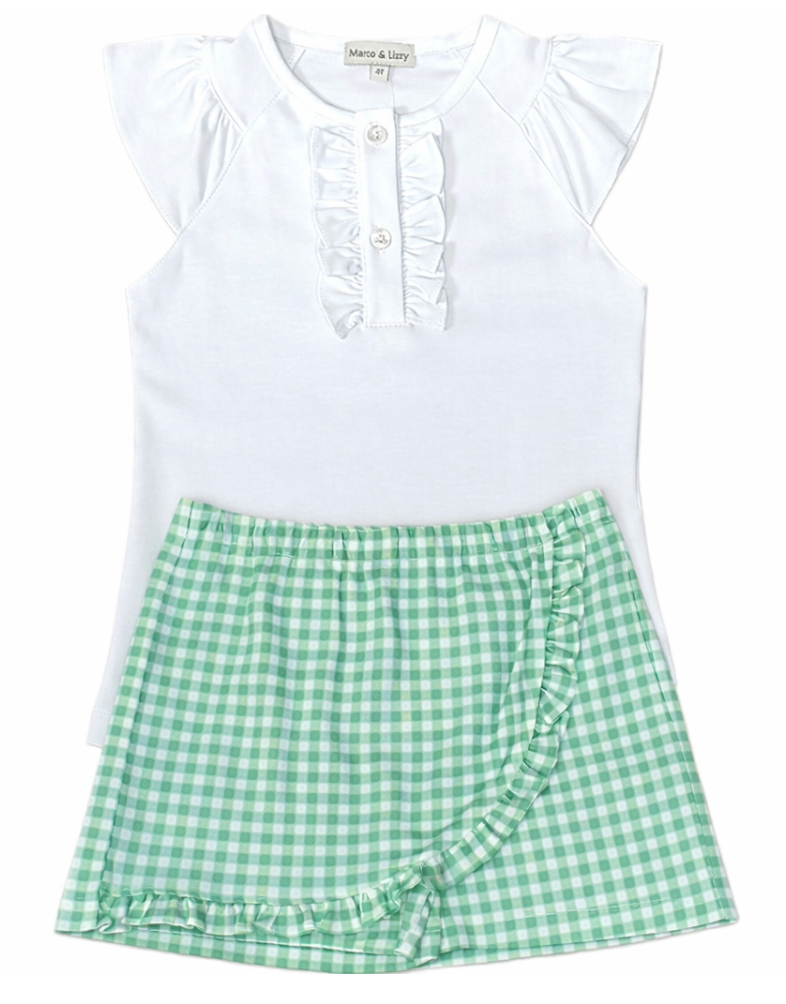 Pima Top & Green Checks Skort from Anderson Parker