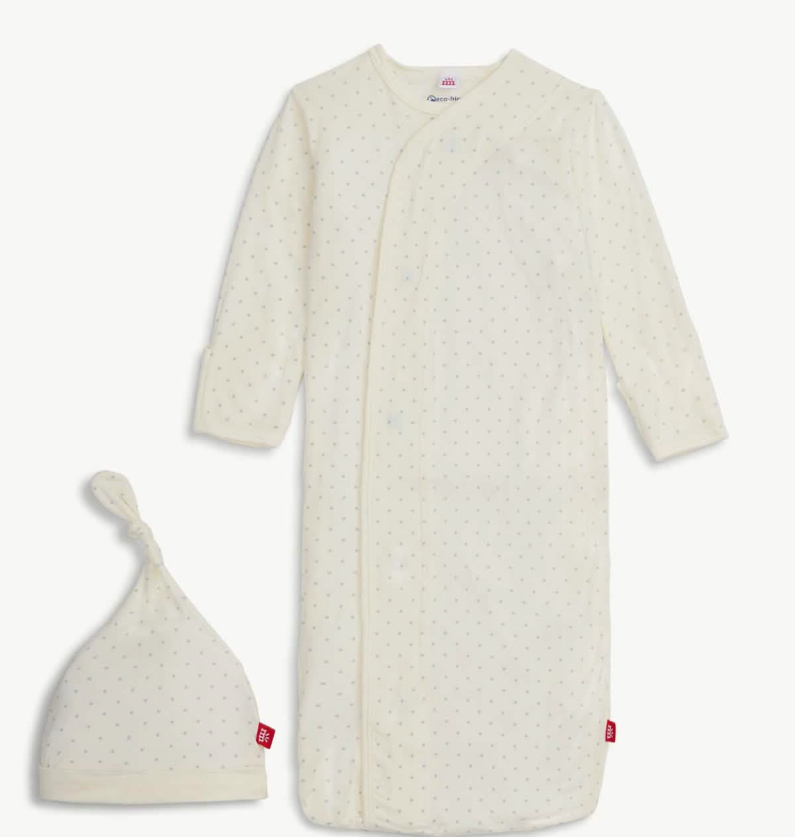 Pin Dot Cream Modal Magnetic Gown & Hat Set from Anderson Parker