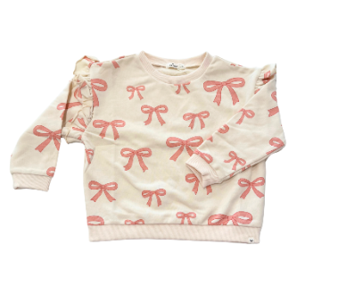 Pink Bows Ruffle Slouch Sweatshirt - Natural (Copy) from Anderson Parker