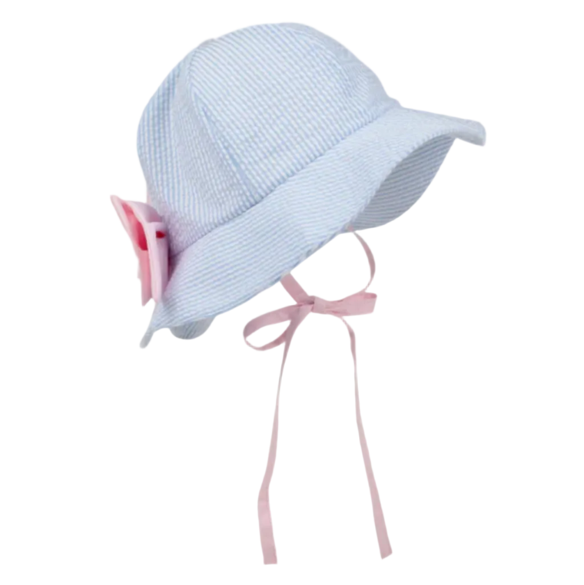 Pippa Petal Hat - Breakers Blue Seersucker with Palm Beach Pink from Anderson Parker