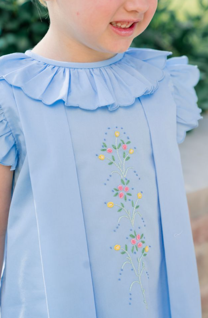 Pre-Order : Sid Scallop Pleat Dress - Blue from Anderson Parker