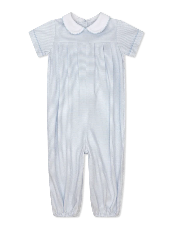 Precious Pleated Romper - Louisville Light Blue Ministripe from Anderson Parker