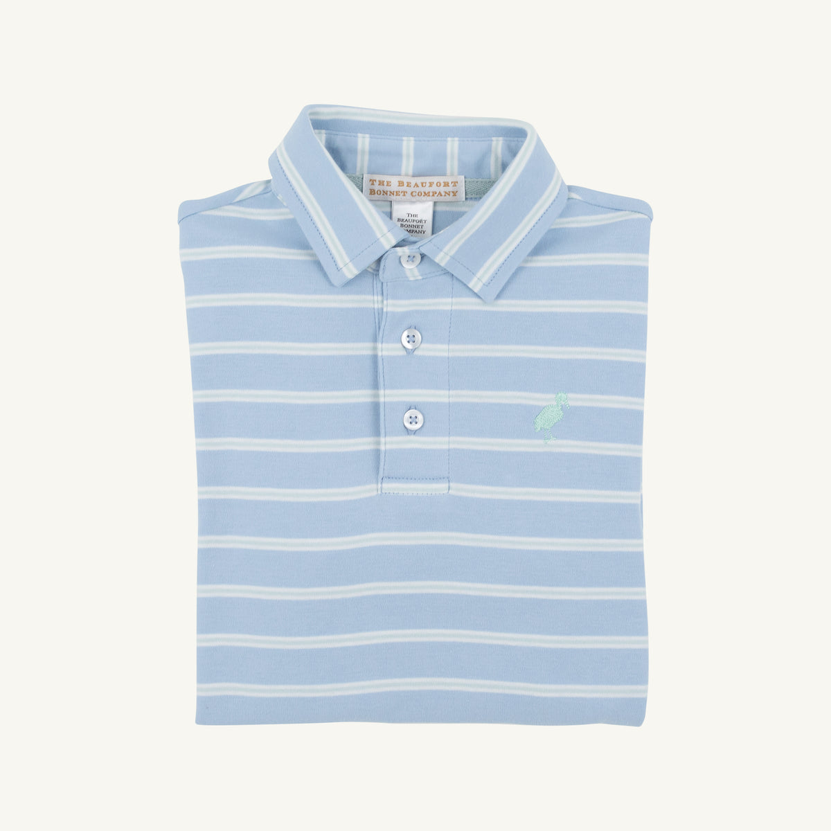 Prim And Proper Polo Long Sleeve - Sarasota Sky Worth Ave White and Old Greenwich Green Stripe/Old Greenwich Green from Anderson Parker