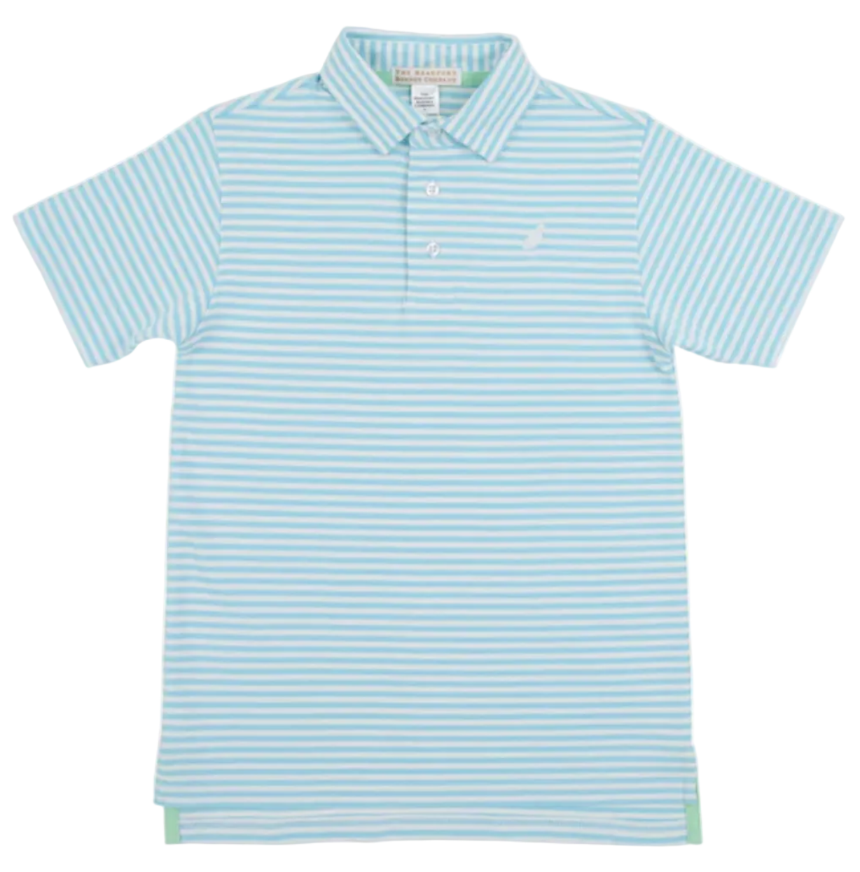 Prim & Proper Polo - Brookline Blue Stripe with Worth Avenue White Stork from Anderson Parker