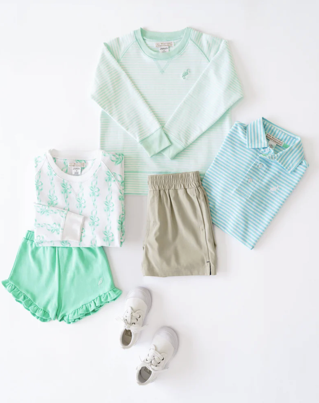 Prim & Proper Polo - Brookline Blue Stripe with Worth Avenue White Stork from Anderson Parker