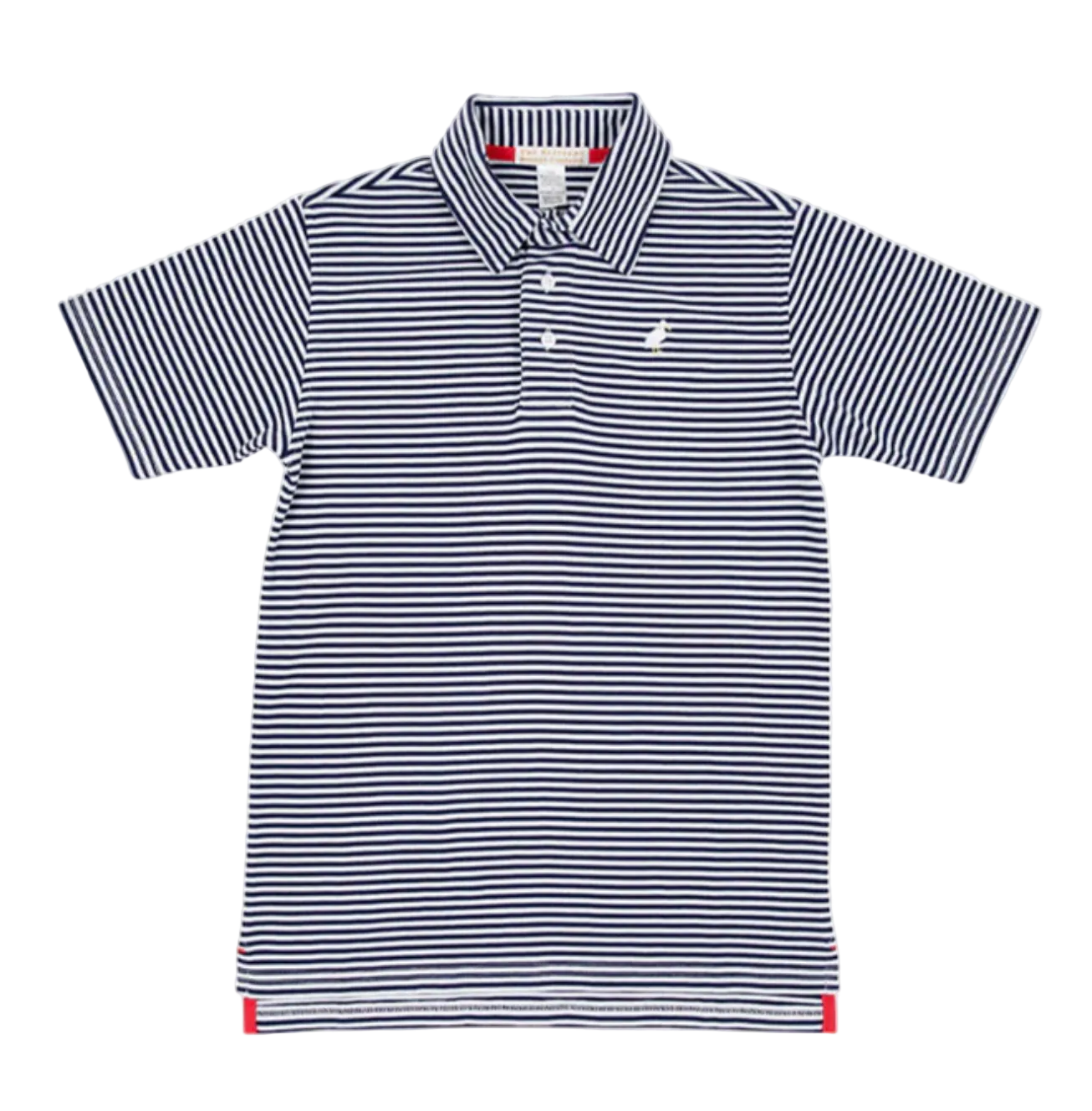 Prim & Proper Polo - Nantucket Navy Stripe with Multicolor Stork from Anderson Parker