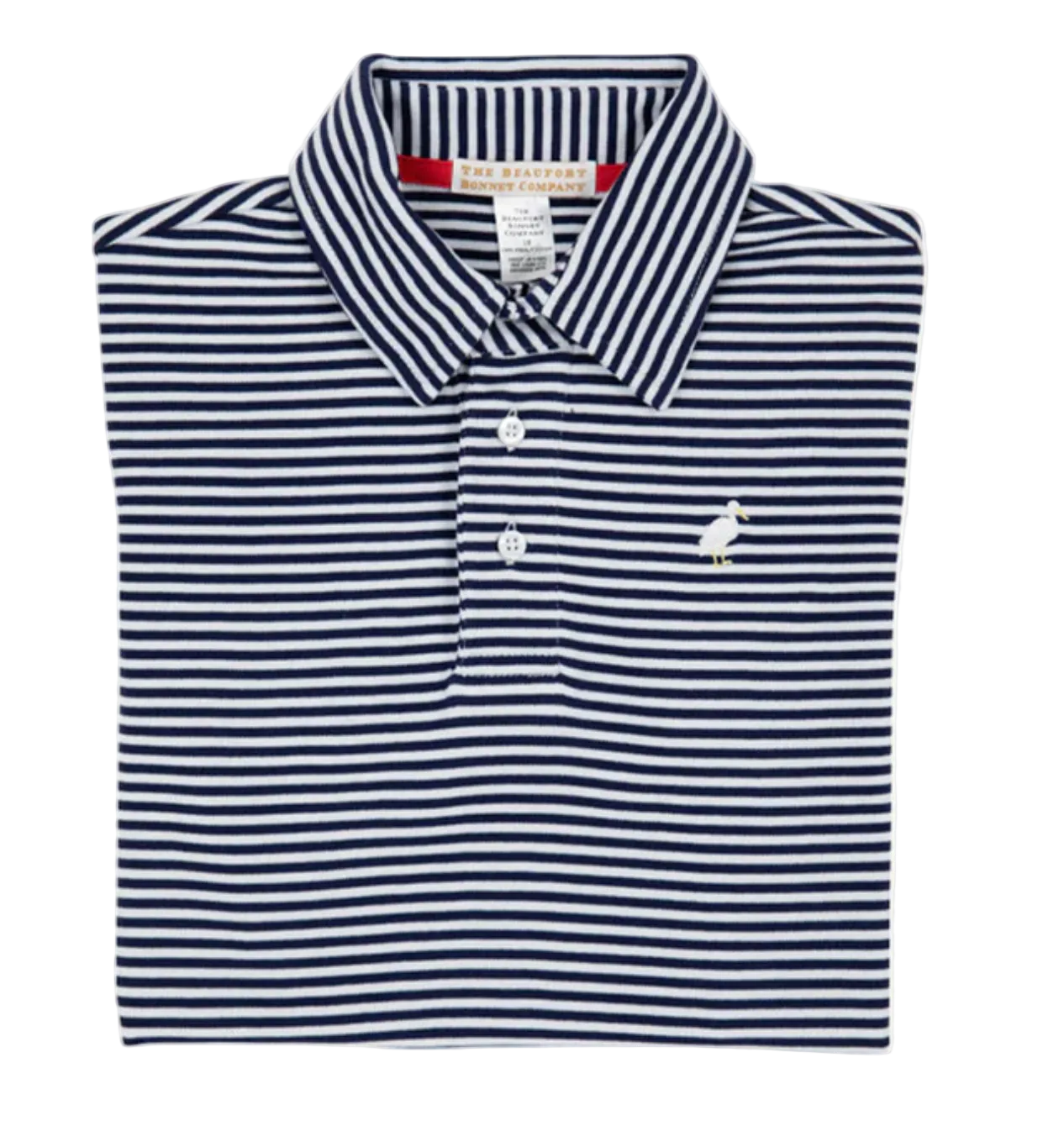 Prim & Proper Polo - Nantucket Navy Stripe with Multicolor Stork from Anderson Parker