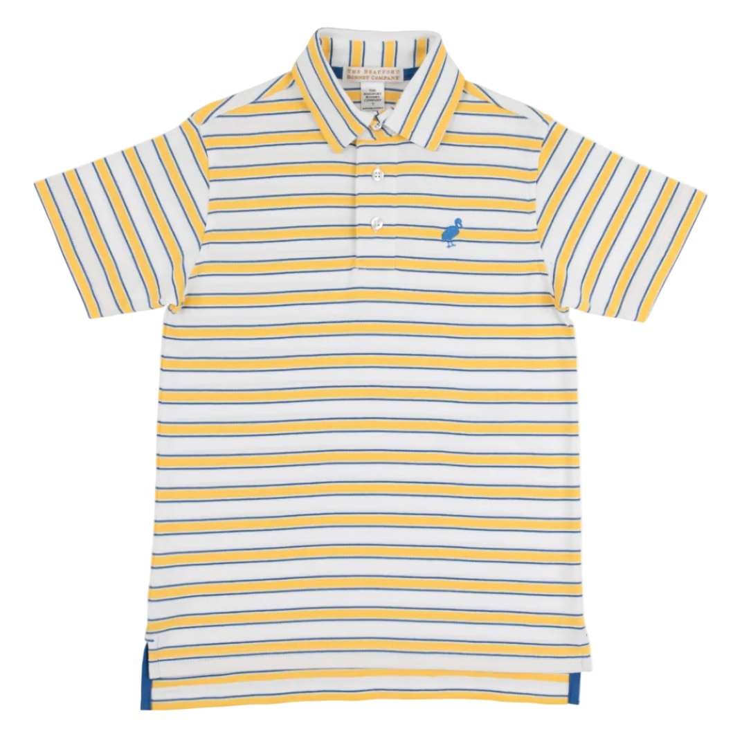 Prim & Proper Polo Pima - Lake Claire Lines/Wood Boat Blue from Anderson Parker