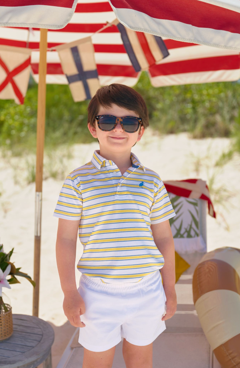 Prim & Proper Polo Pima - Lake Claire Lines/Wood Boat Blue from Anderson Parker
