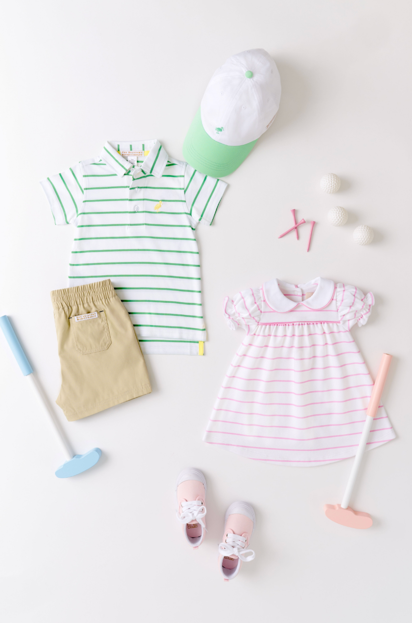 Prim and Proper Polo - Gibson Island Green Stripe/Lake Worth Yellow from Anderson Parker