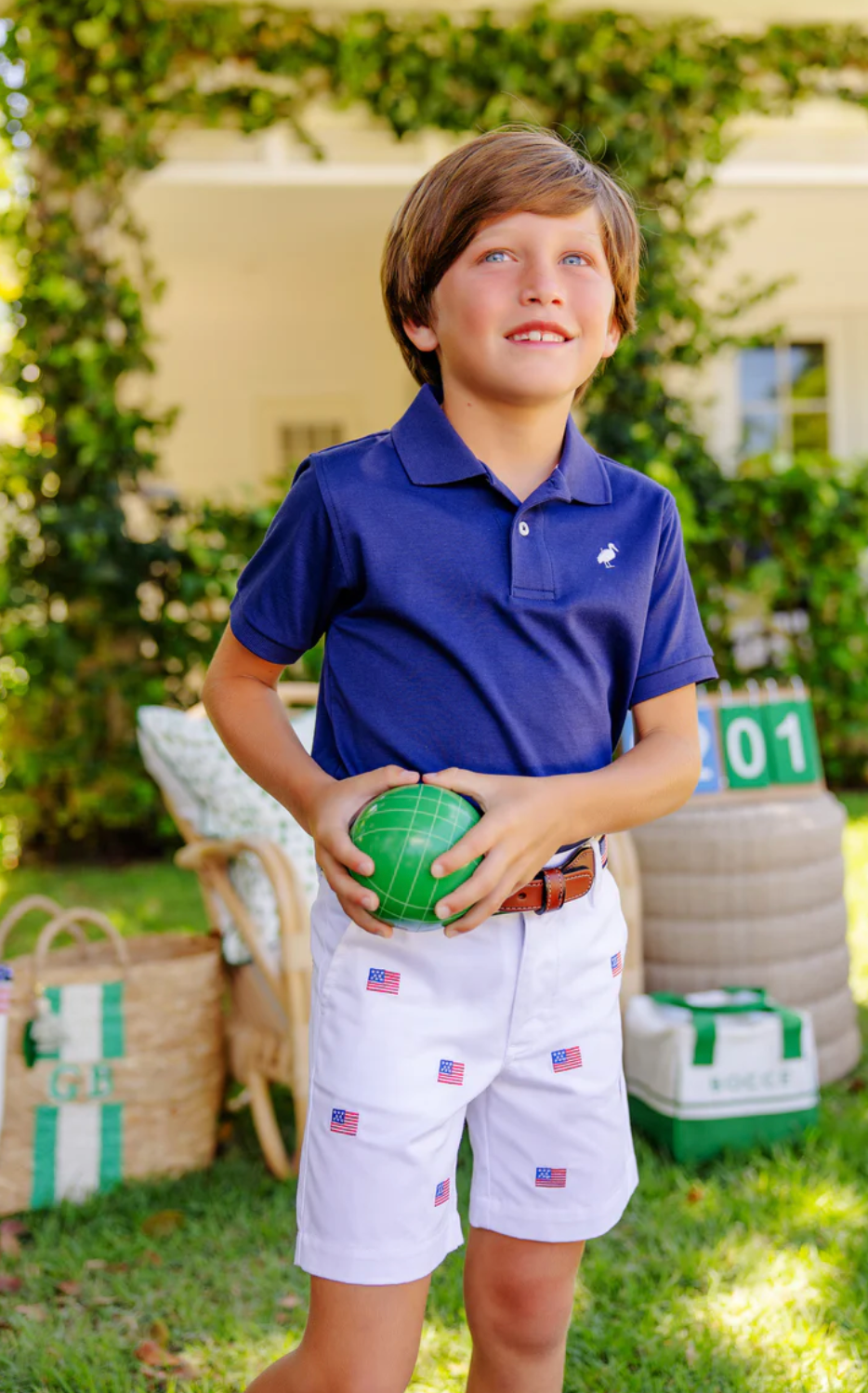 Prim and Proper Polo - Nantucket Navy with Worth Avenue White Stork from Anderson Parker