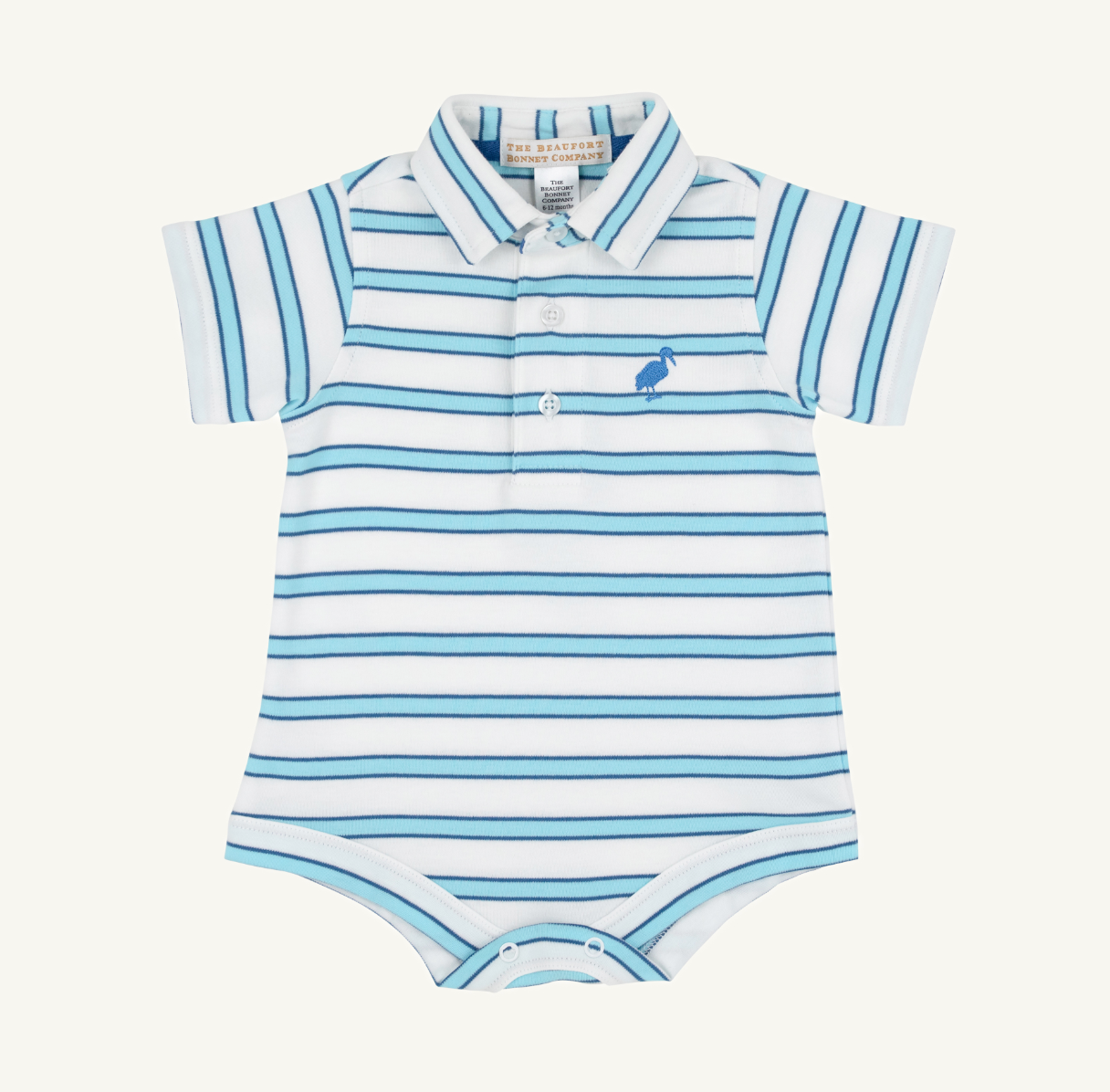 Prim and Proper Polo - Worth Ave White Belhaven Blue and Wood Boat Blue Stripe/Wood Boat Blue from Anderson Parker