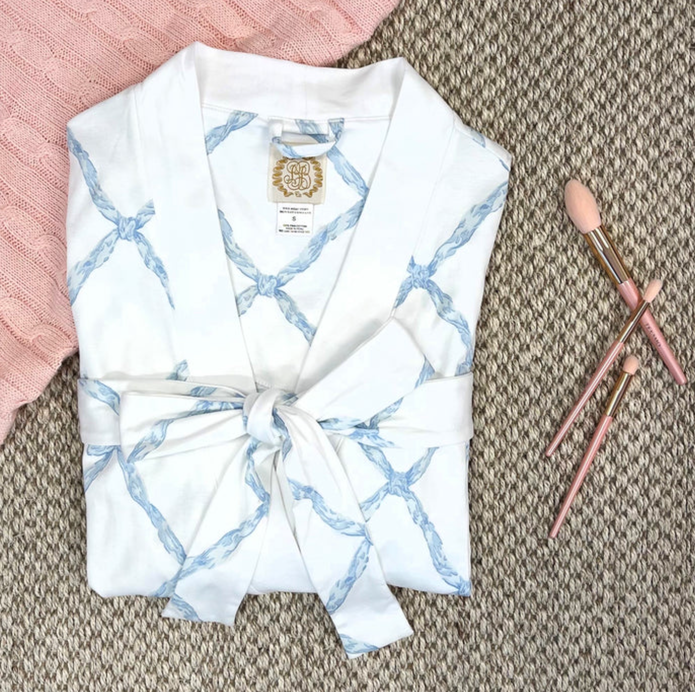 Ready or Not Robe (Women) - Buckhead Blue Belle Meade Bow with Worth Avenue White from Anderson Parker