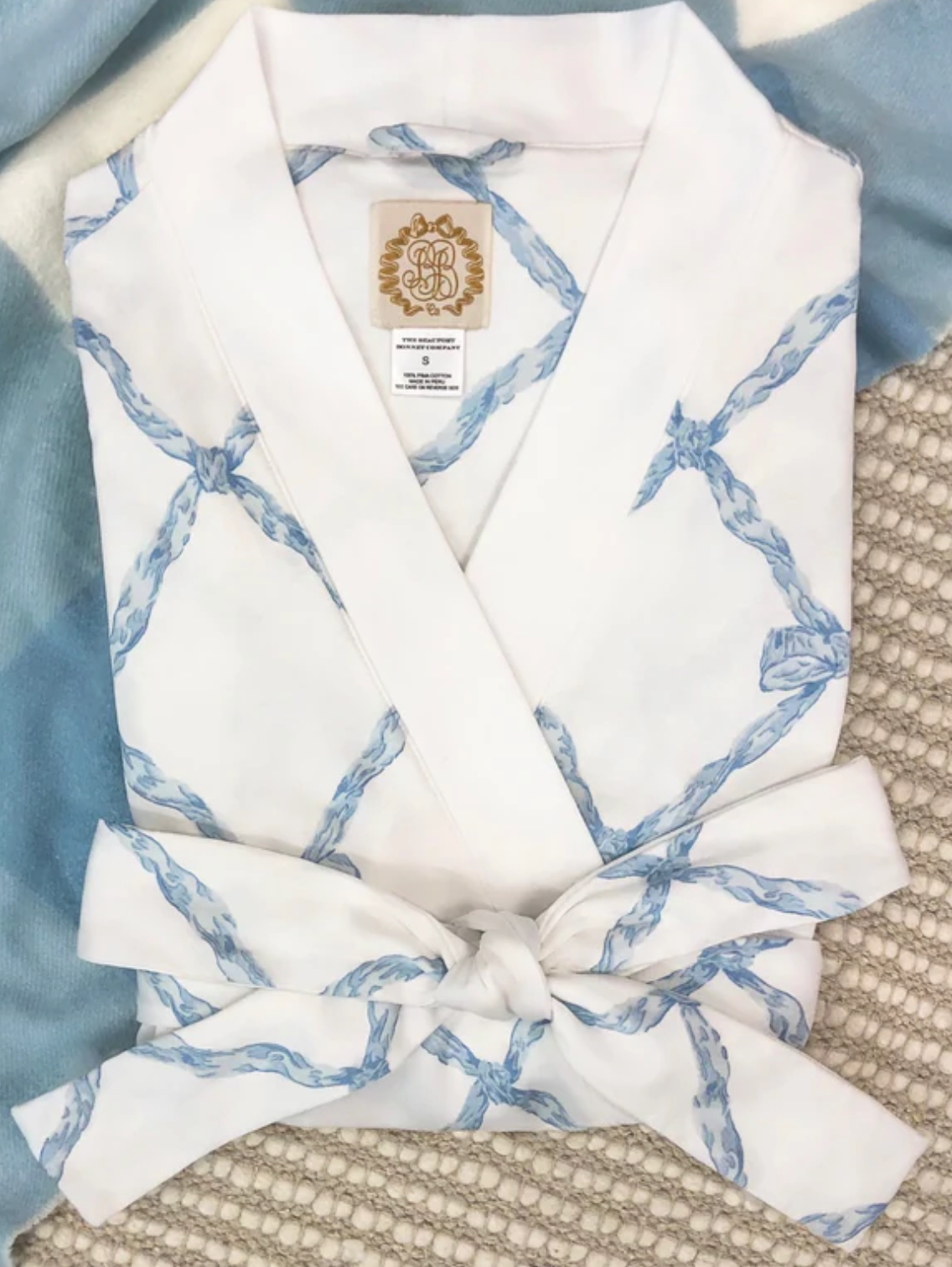 Ready or Not Robe (Women) - Buckhead Blue Belle Meade Bow with Worth Avenue White from Anderson Parker