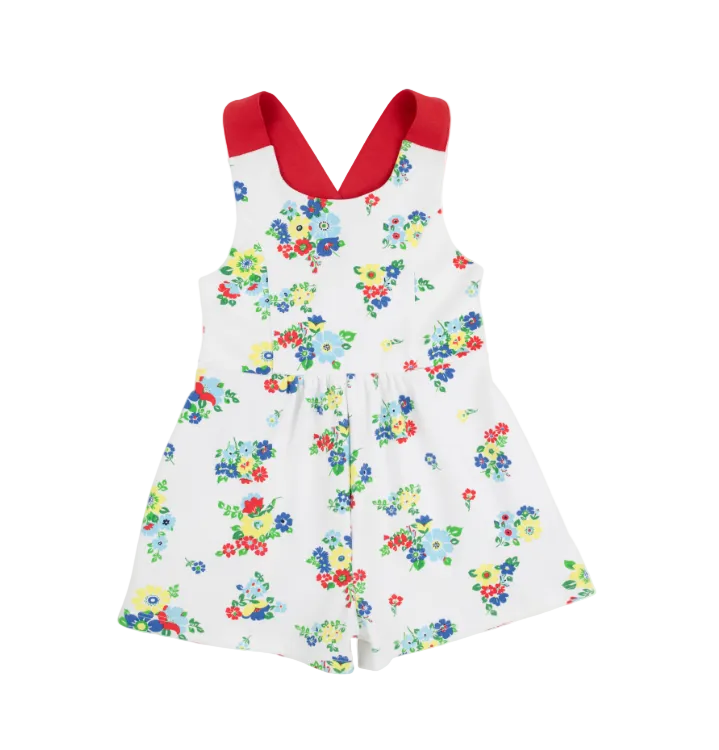 Reagan Romper - Pima - Biltmore Blooms (Buckhead Blue)/Richmond Red from Anderson Parker