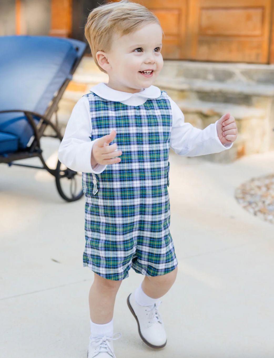 Reed Jon Jon & Shirt Set - Kelly Green Plaid from Anderson Parker