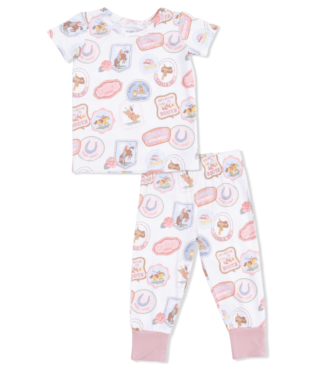 Rodeo Patches Pink - Short Sleeve Loungewear Set from Anderson Parker