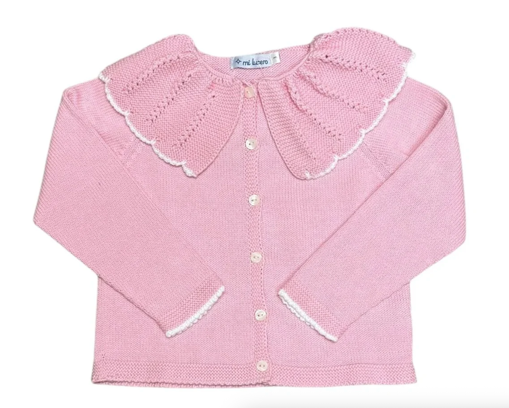 Ruffle Collar Cardigan - Peony & White from Anderson Parker