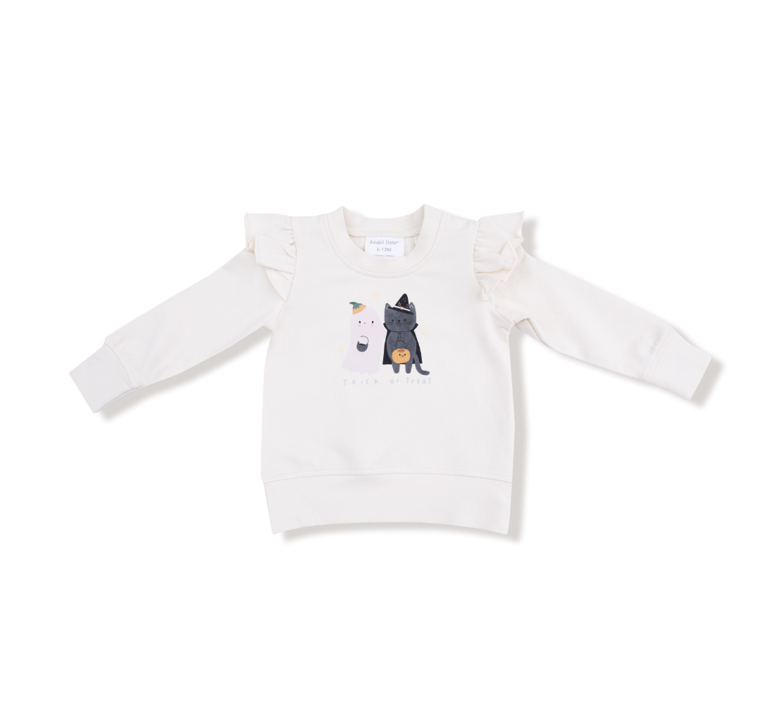 Ruffle Shoulder - French Terry Sweatshirt - Trick Or Treat- Silk Screen from Anderson Parker