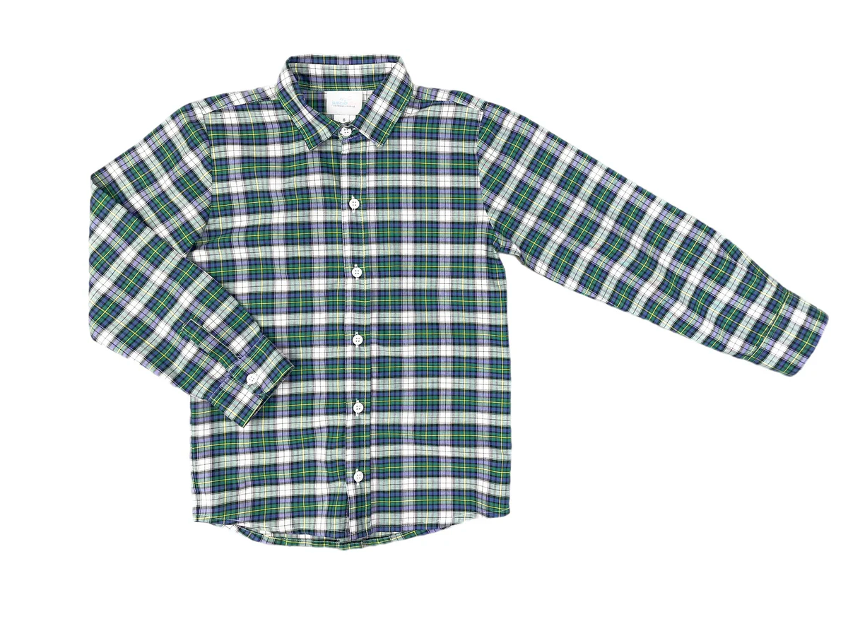 Ryan Button Up Shirt - Kelly Green Plaid from Anderson Parker