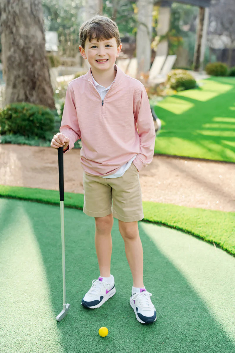 Sam Quarter Zip Pullover- Orange Stripes from Anderson Parker