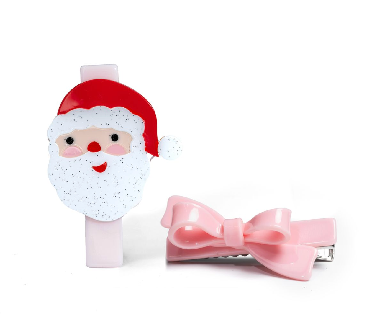 Santa Pink Bow Hair Clips from Anderson Parker