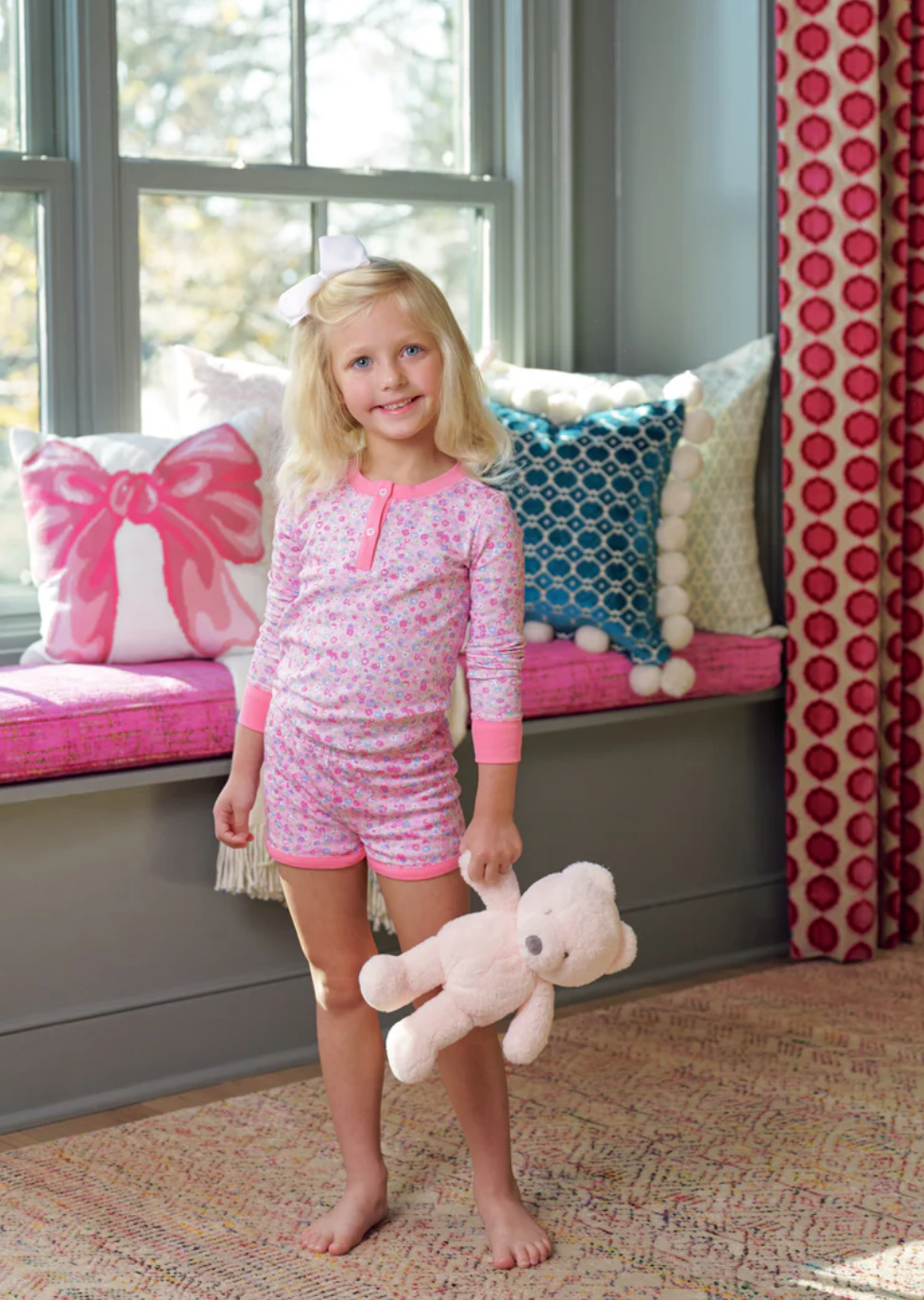 Sara Jane's Long Sleeve Short Set - Mableton Mini Floral (Pink) with Romany Rose from Anderson Parker