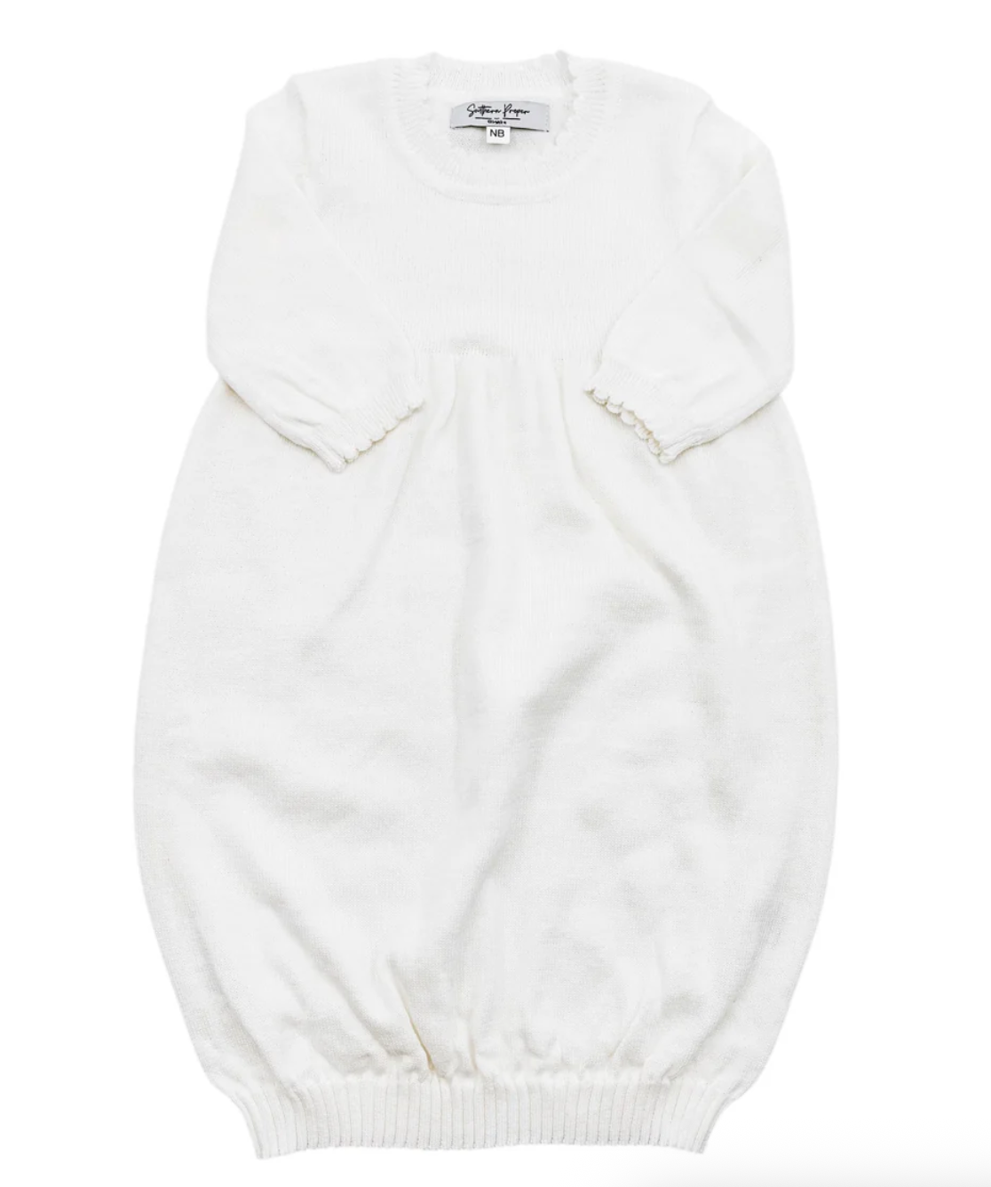 Knit Gown - Cream - Scalloped Edge from Anderson Parker