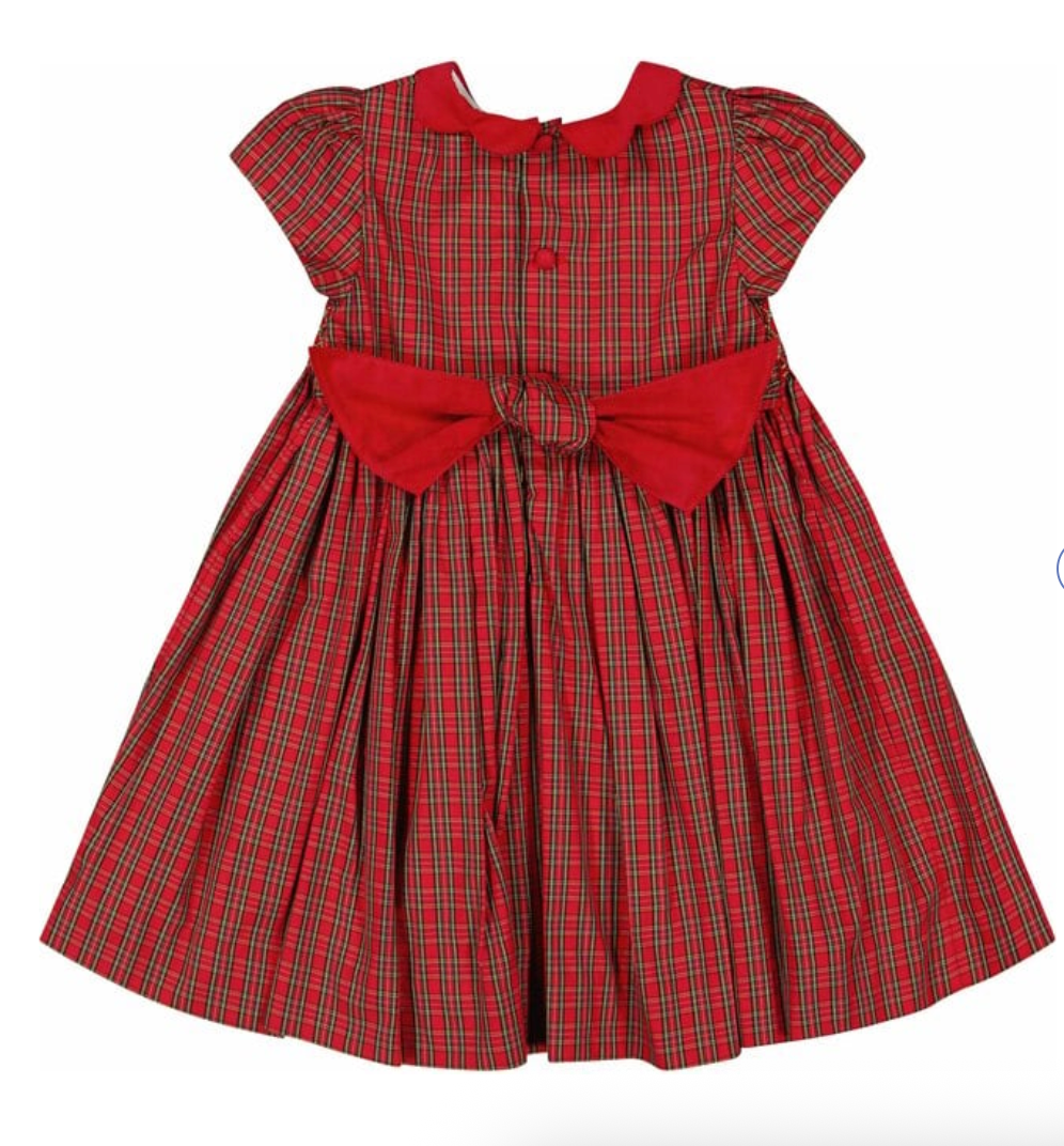 Marguerite Red Tartan Smocked Dress from Anderson Parker