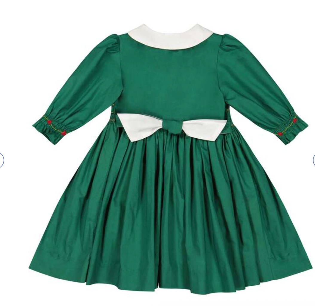 Olympe Green Smocked Christmas Dress from Anderson Parker