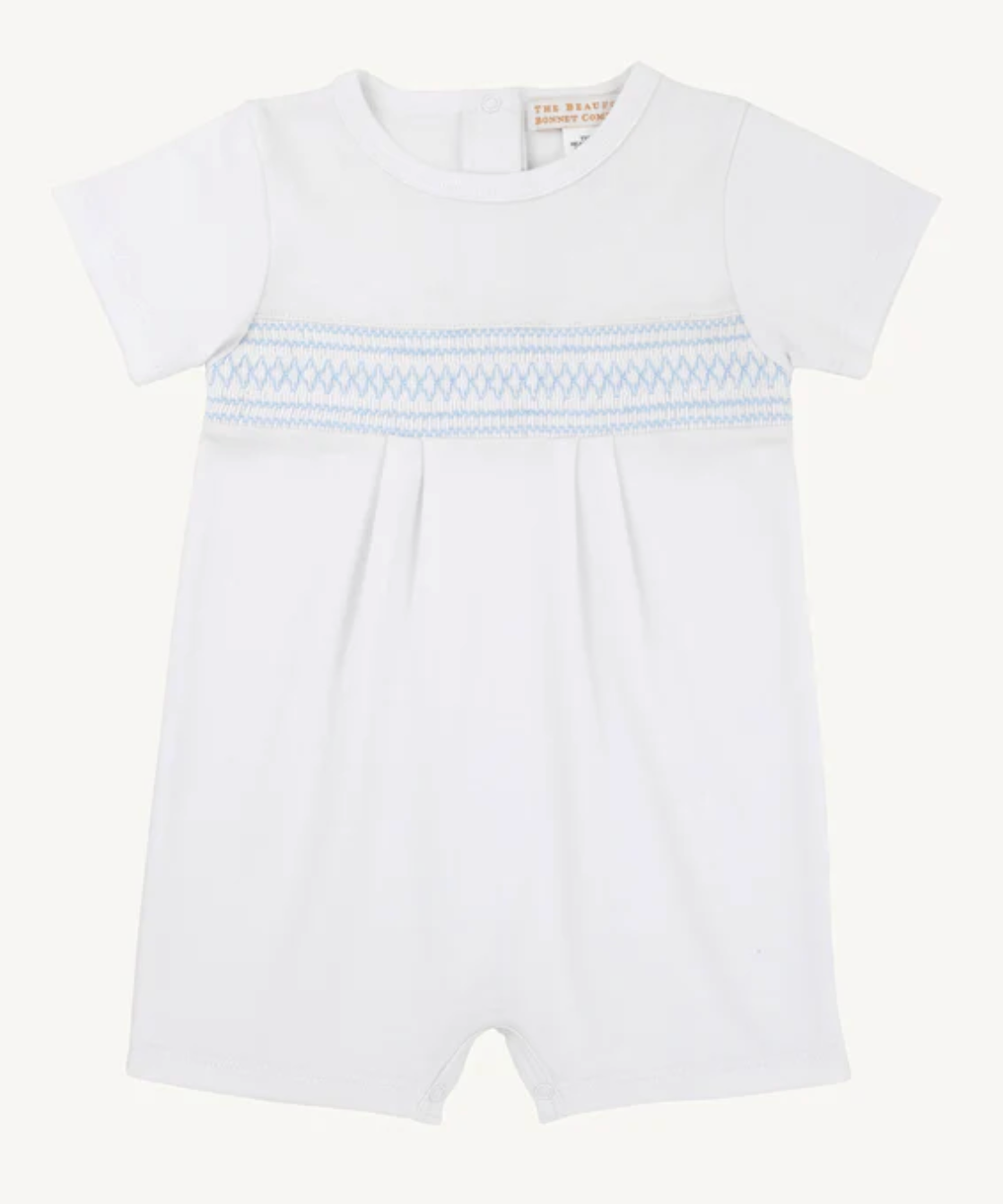 Sebastian Smocked Romper - Worth Ave White/Beale Street Blue and Sarasota Sky from Anderson Parker