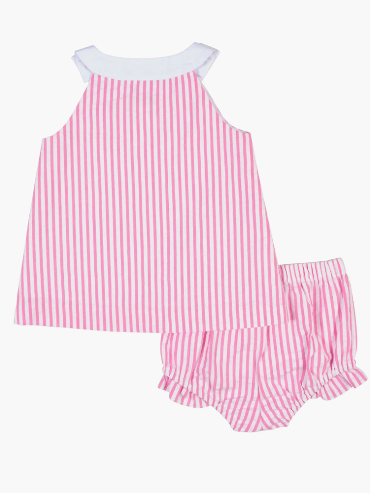 Seersucker Dress & Bloomer With Strawberries from Anderson Parker