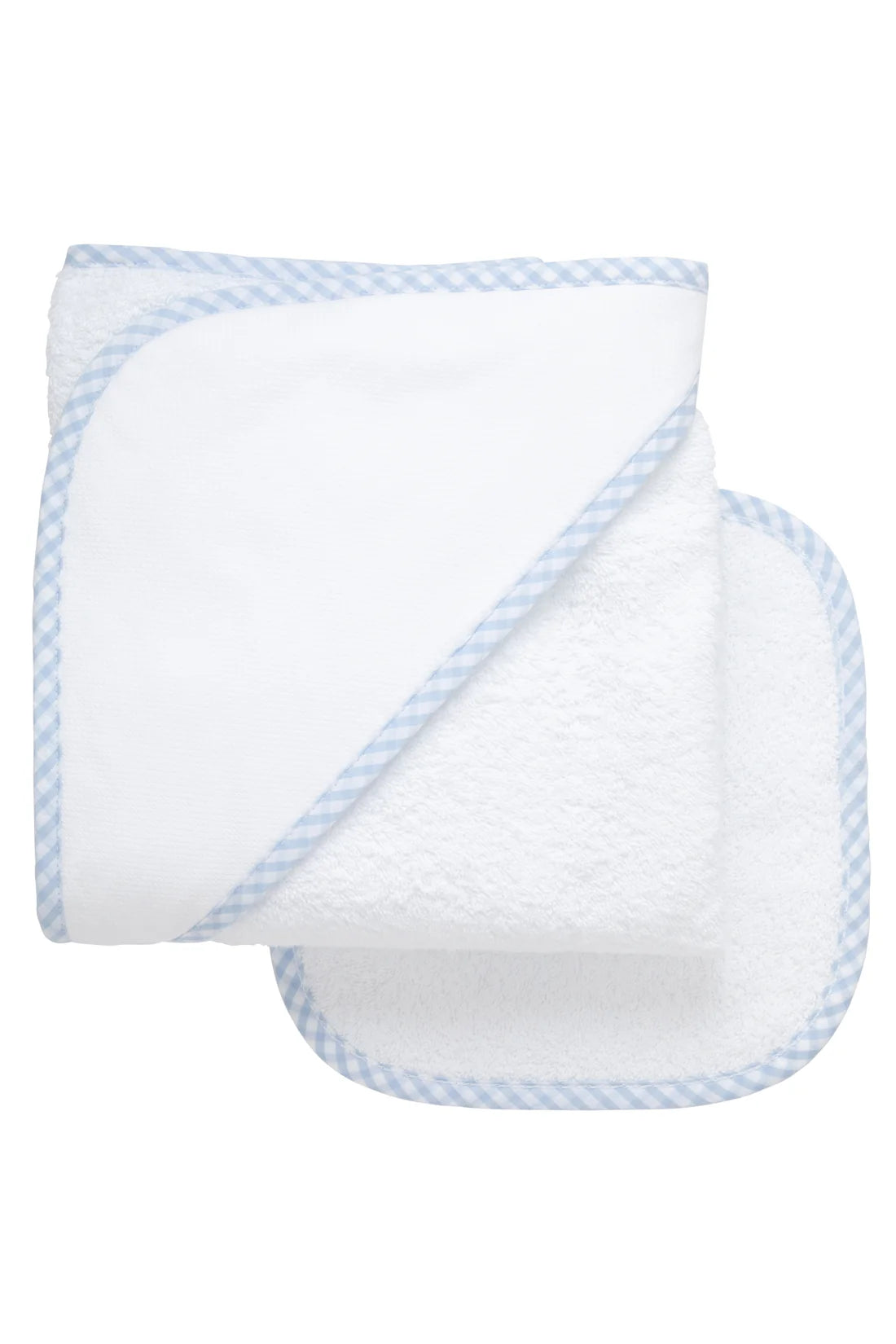 Seersucker Pique Hooded Towel & Washcloth Set - Blue Check from Anderson Parker