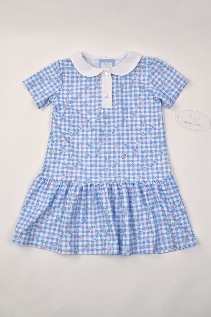 Short Sleeve Collar Dress - Checks & Flowers from Anderson Parker