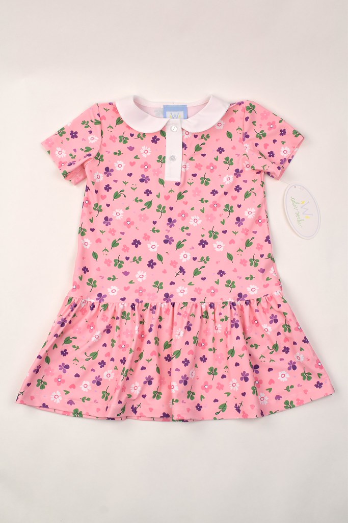 Short Sleeve Collar Dress - Pink Floral from Anderson Parker