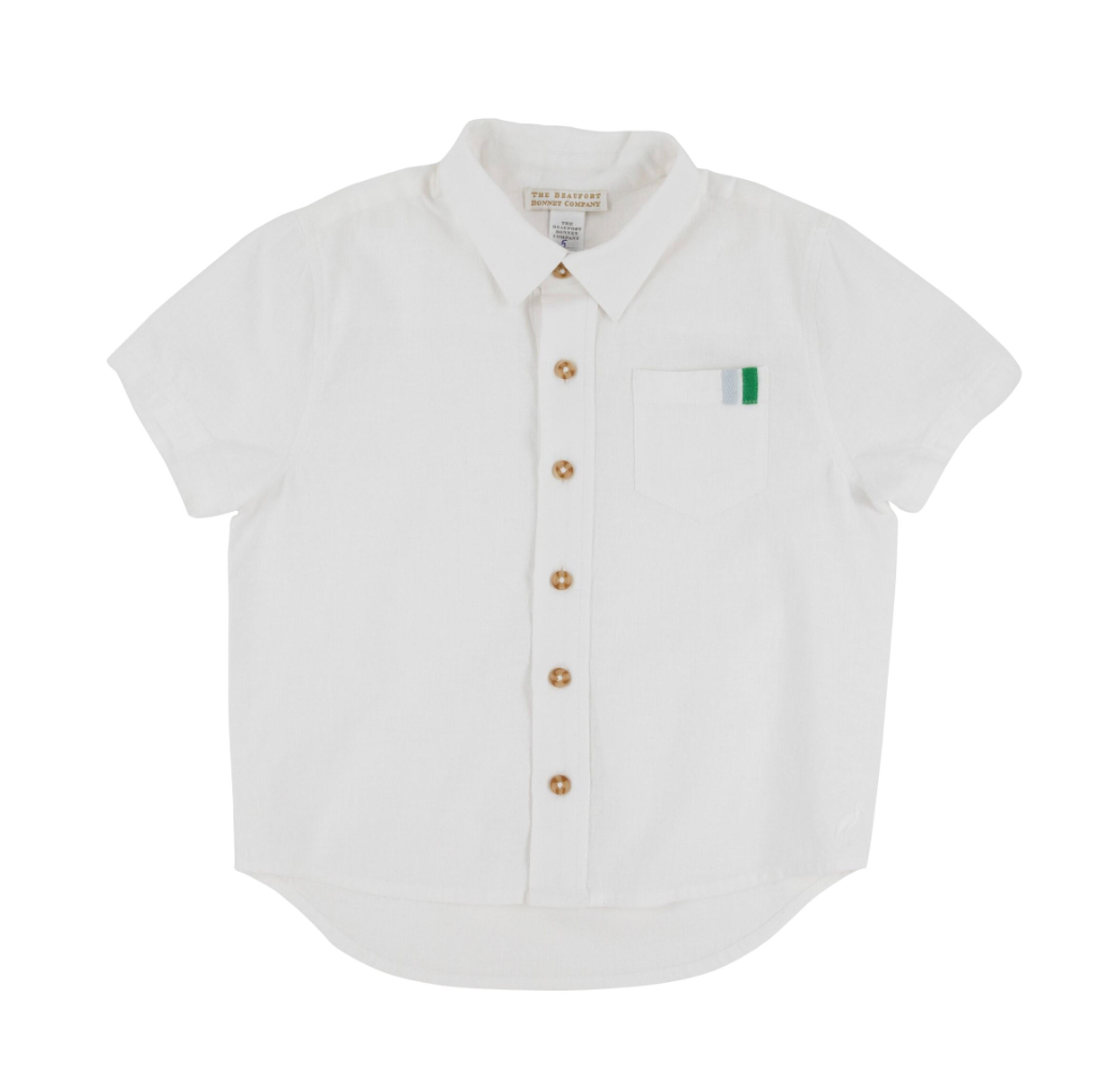Short Sleeve Deans List Dress Shirt - Lines - Worth Ave White/Buckhead Blue/Kiawah Kelly Green from Anderson Parker