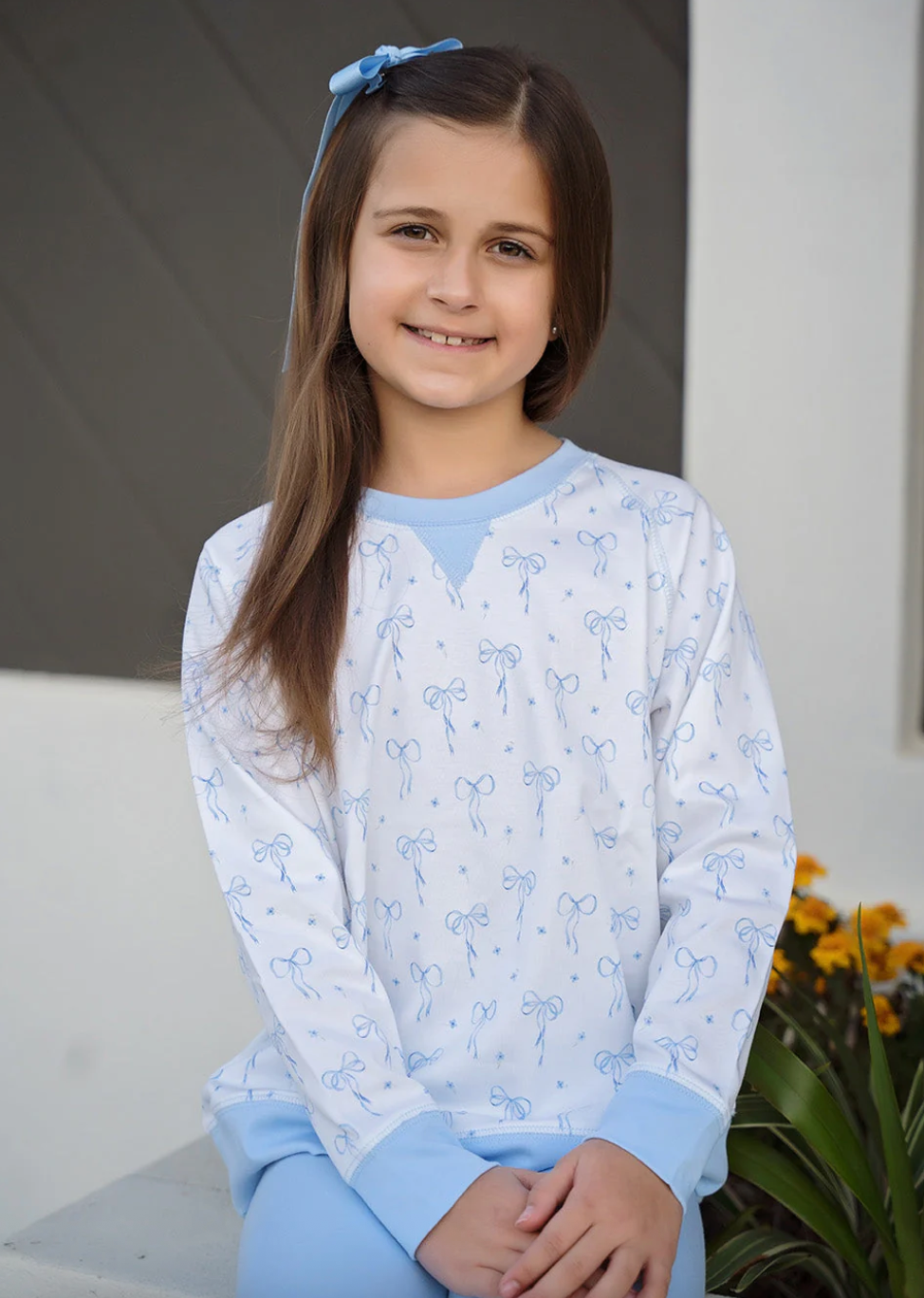 Sidney Sweatshirt - Blue Bows Knit from Anderson Parker