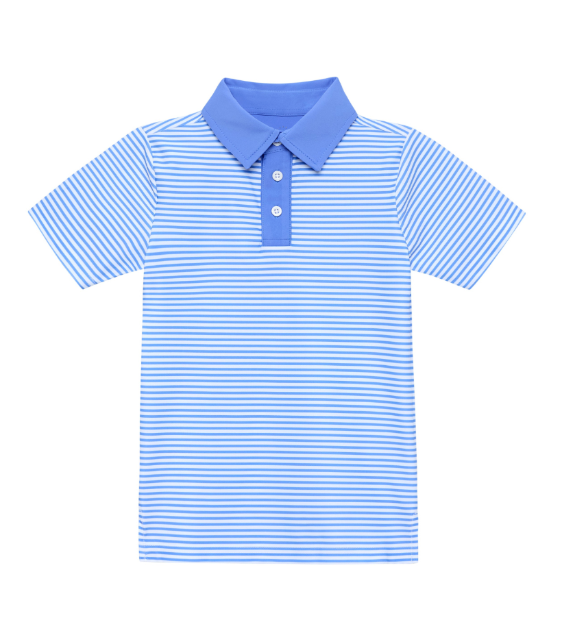 Sky Blue Thin Stripe Polo Shirt from Anderson Parker