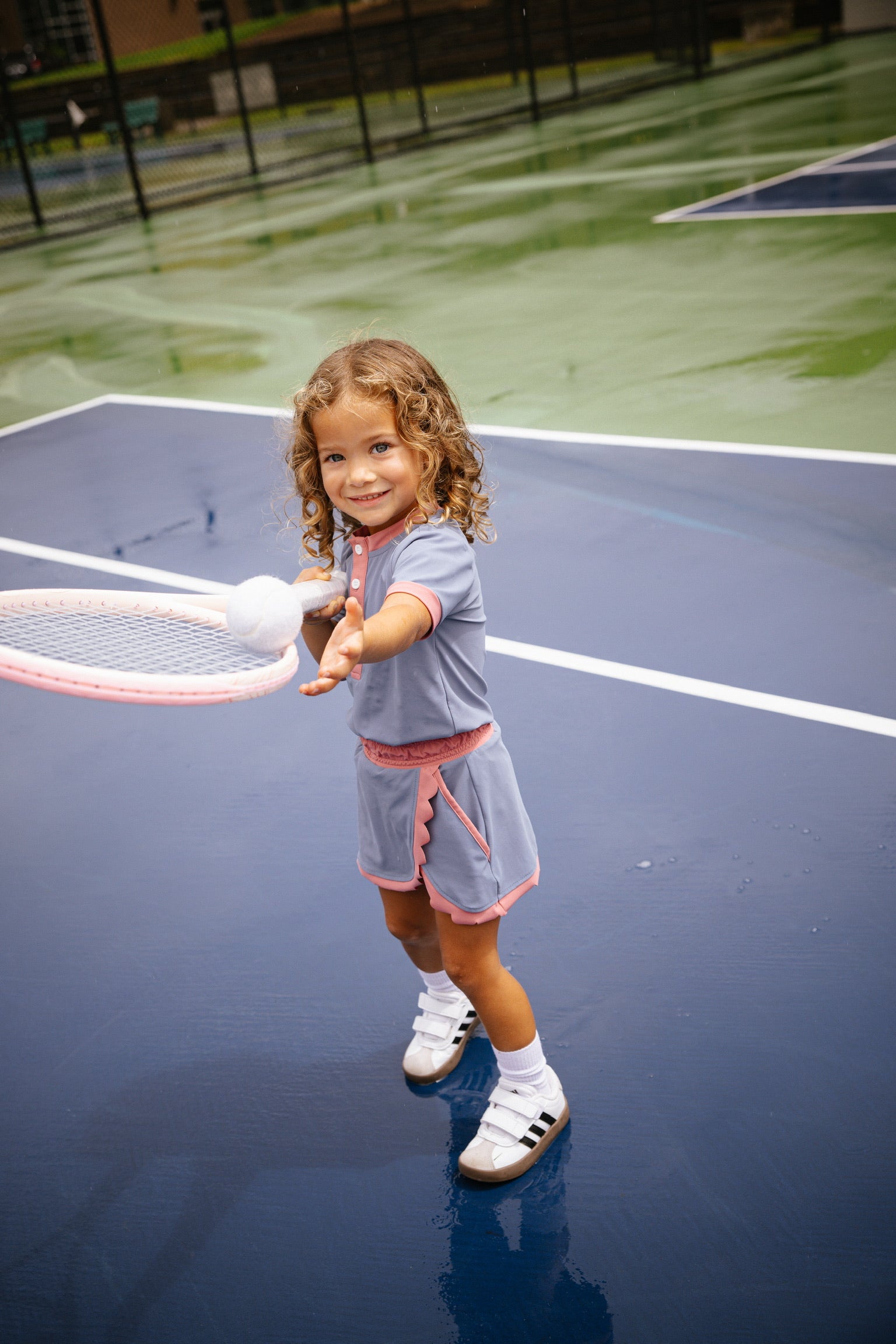 Slate/Dusty Pink Scalloped Skort from Anderson Parker